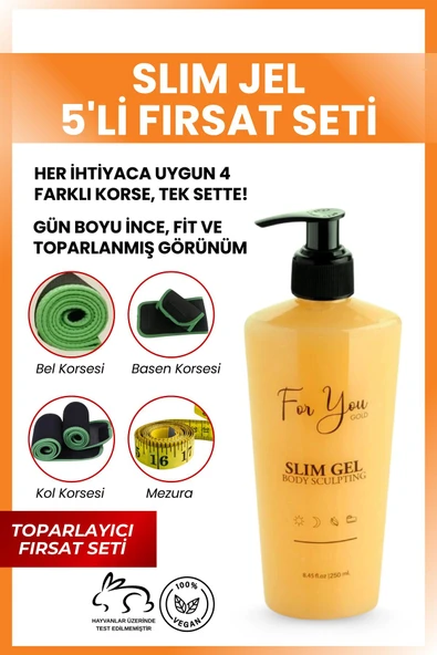 For You Gold Slim Jel - Sıkılaştırıcı - Toparlayıcı - Çatlak Ve Selülit Bakım Jeli 5'li Set ürün görseli 1