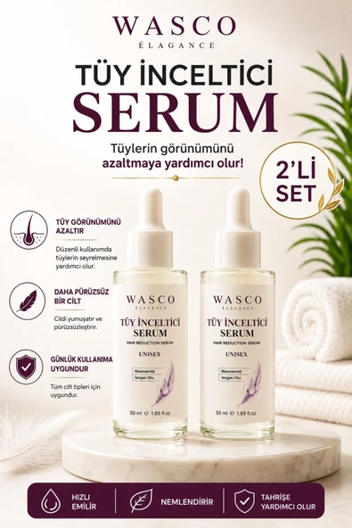 Wasco Elegance Tüy Serum 2'li Set 50 ml + 50 ml | Epilasyon Sonrası Tüy Azaltıcı Serumu | Unisex | Tüm Cilt Tipleri ürün görseli 1
