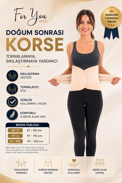 For You Gold İnceltici, Toparlayıcı, Sıkılaştırıcı Destekleyici Doğum Sonrası Korse XL-XXL ürün görseli 1