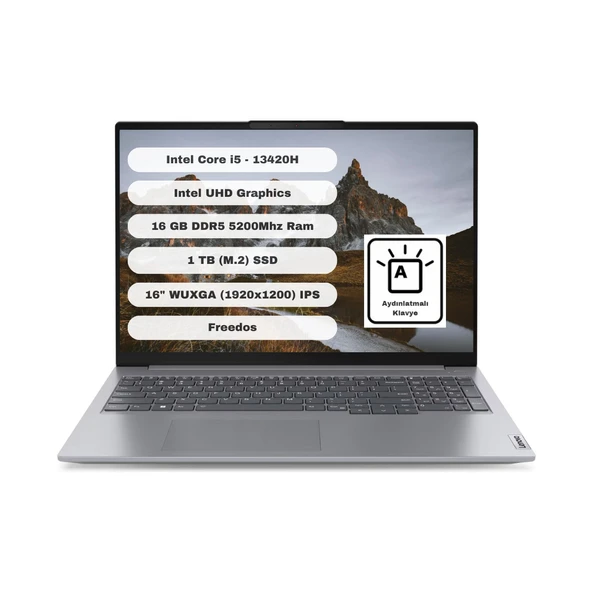 Thinkbook 16 G6 Irl Gtı1 Intel Core I5 13420H 16GB 1tb SSD 16'' Wuxga Freedos Gri Taşınabilir Bilgisayar 21KH00SXTR ürün görseli 1