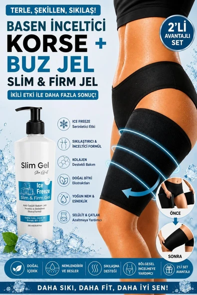 SLİM GEL Ice Freeze Buz Jel 250 ml ve Termal Basen Korsesi 2'li Set Basen Bölgesi Toparlayıcı Bakım Desteği ürün görseli 1
