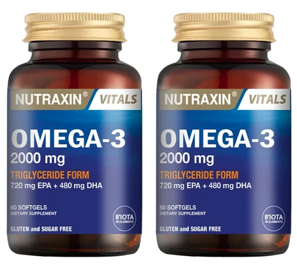 Nutraxin Omega 3 Balık Yağı 2000 mg 60 Kapsül 2'li ürün görseli 1