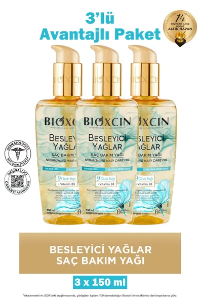 Bioxcin Besleyici Yağlar Saç Bakım Yağı 150 ml 3 Adet ürün görseli 1