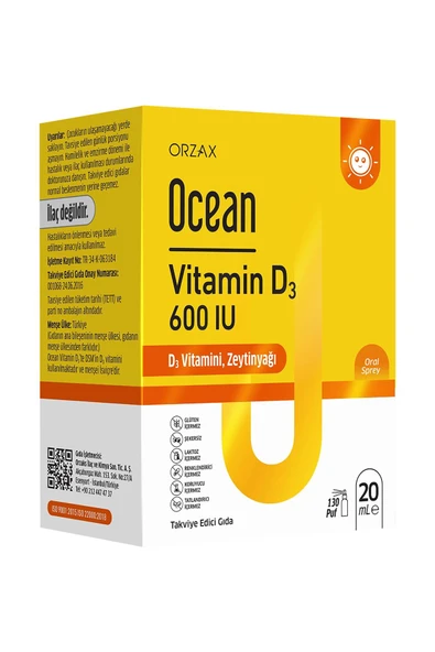 Ocean Vitamin D3 600 IU Oral Sprey 20 ml ürün görseli 1