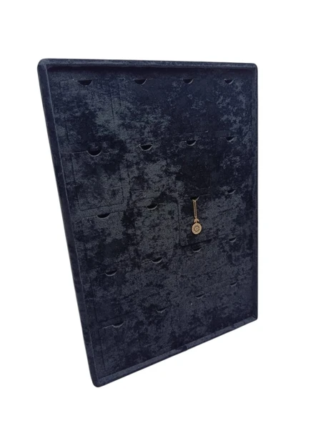 Dikine Süet Kumaş Siyah 34-24 Cm Ayaklı 20 Pedli Kolye Tabla Stand ürün görseli 1
