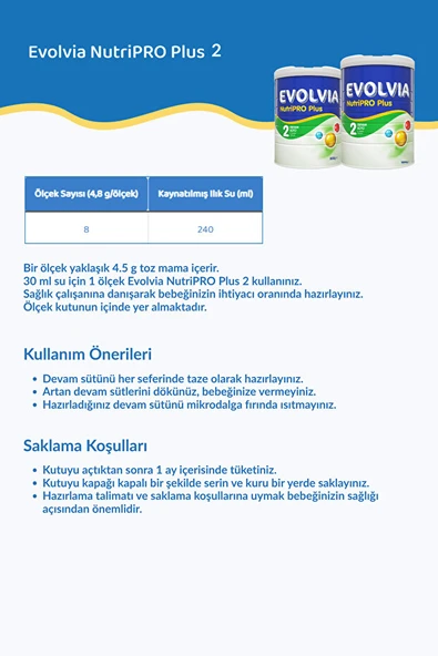 Evolvia Nutripro Plus 2 Devam Sütü 800 gr - Resim 3