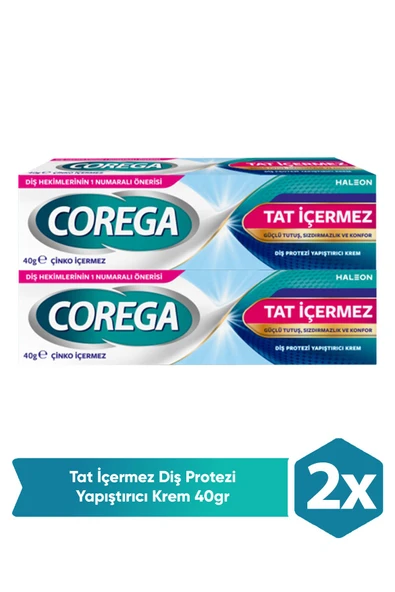 Corega Gün Boyu Güçlü Tutuş Diş Protez Yapıştırıcı Tat İçermez Krem 40 gr 2 Adet ürün görseli 1