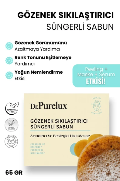 Dr.Purelux Gözenek Sıkılaştırıcı, Arındırıcı & Besleyici (Hızlı Maske) Makyaj Temizleme Süngerli Sabun ürün görseli 1
