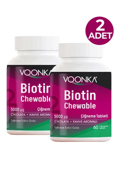 Voonka Biotin Chewable 5000 mcg Vitamin 60 Tablet 2 Adet ürün görseli 1
