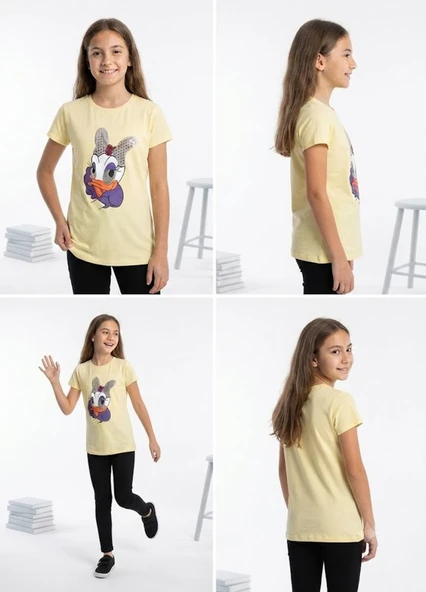 Kız Çocuk Sarı T-Shirt - Resim 4
