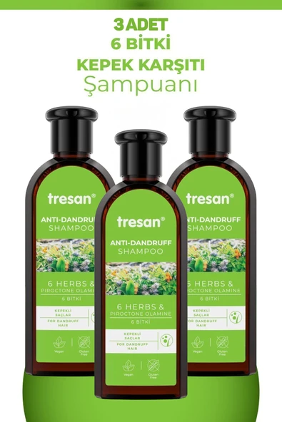 Tresan 6 Bitki Kepekli Saçlar İçin Bakım Şampuanı 300 ml 3 Adet ürün görseli 1