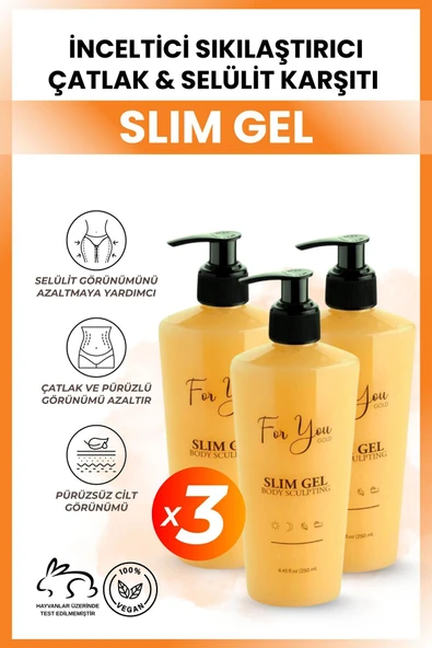 For You Gold Slim Jel Selülit Çatlak Karşıtı, Bölgesel İncelmeye Yardımcı Sıcak Formül Isıtıcı Etkili Set(3Adet) ürün görseli 1