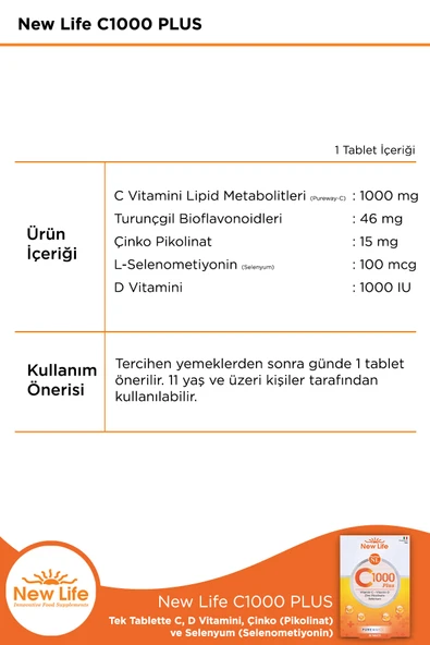 New Life C 1000 Plus 30 Tablet 2 Adet - Resim 4