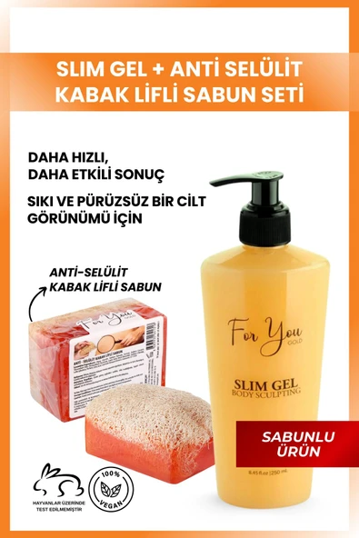 For You Gold Slim Jel Inceltici - Sıkılaştırıcı - Yağ Yakıcı- Çatlak Karşıtı Ve Selülit Kremi & Kabak Lifli Sabun ürün görseli 1