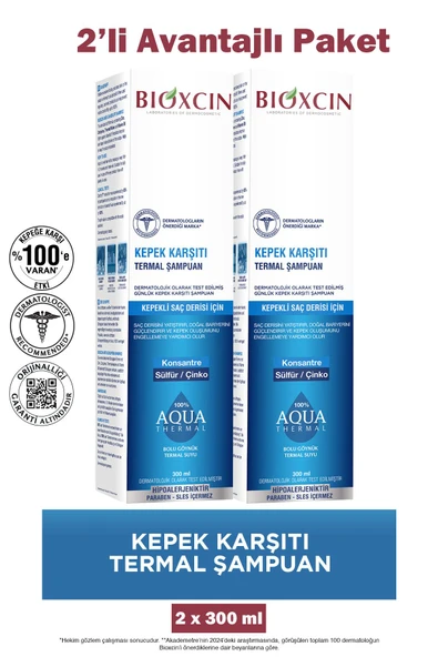 Bioxcin Şampuanı Aquathermal Kepek Karşıtı 300 ml 2 Adet ürün görseli 1