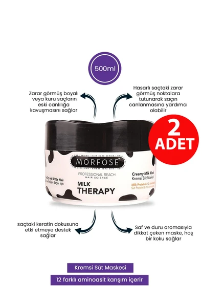Morfose Milk Therapy Saç Maskesi 500 ml 2 Adet ürün görseli 1