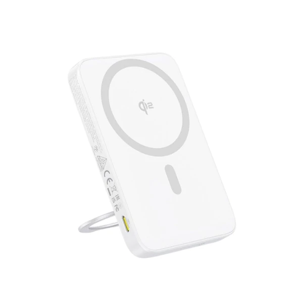 Baseus PicoGo Qi2 Magsafe 5000 mAh 20W Powerbank Stand Özellikli  + Type C to C Kablo - Beyaz ürün görseli 1