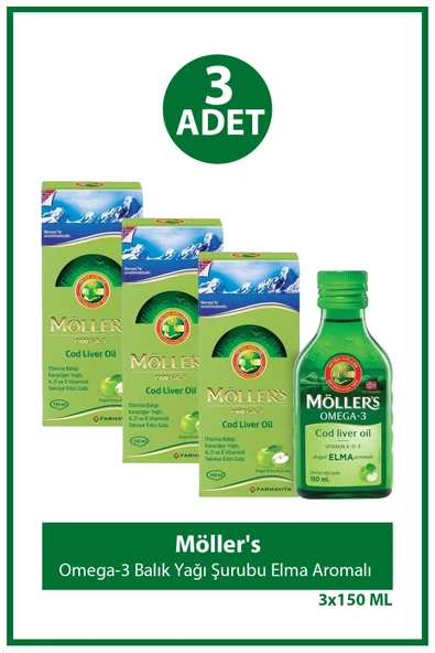 Möller's Balık Yağı Şurubu Elma Aromalı 150 ml 3 Adet ürün görseli 1