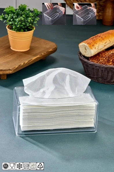 Üstü Desenli Clear Peçete Organizeri Z Peçetelik ürün görseli 1