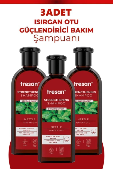 Tresan Isırgan Otlu Dökülme Karşıtı Kuru ve Normal Saçlar Şampuan 300 ml 3 Adet ürün görseli 1