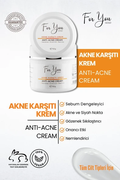 For You Gold Akne Karşıtı Krem, Akneye Yönelik Ciltler Için Ve Su Bazlı Sebum Dengeleyici Bakım Kremi 50gr ürün görseli 1