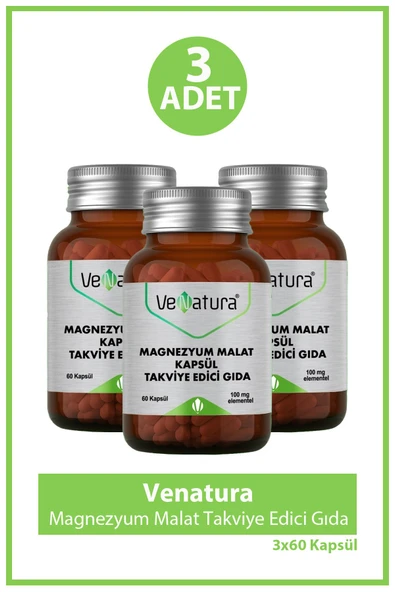 Venatura Magnezyum Malat Takviye Edici Gıda 60 Kapsül 3 Adet ürün görseli 1