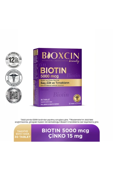 Bioxcin Biotin 5000 mcg 30 Tablet ürün görseli 1