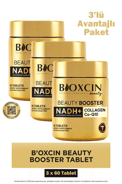 Bioxcin Beauty Booster Hidrolize Kolajen Hyalüronik Asit Nadh İçeren Tablet Takviye Edici Gıda 60 Tablet 3 Adet ürün görseli 1