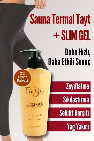 For You Gold Agraflı Sauna Termal Tayt ve Slım Gel Set 2XL ürün görseli 1