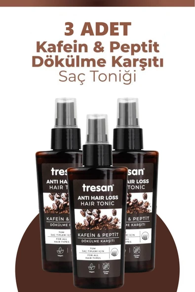 Tresan Kafein Peptit Dökülme Karşıtı Saç Toniği Tüm Saçlar İçin 125 ml 3 Adet ürün görseli 1