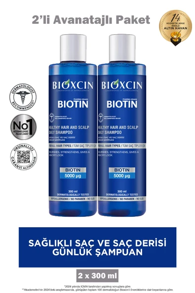 Bioxcin Şampuan Günlük Biotin 300 ml 2 Adet ürün görseli 1