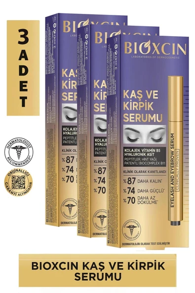 Bioxcin Kolajen ve Hyaluronik Asit İçerikli Kaş ve Kirpik Serumu 3 ml 3 Adet ürün görseli 1