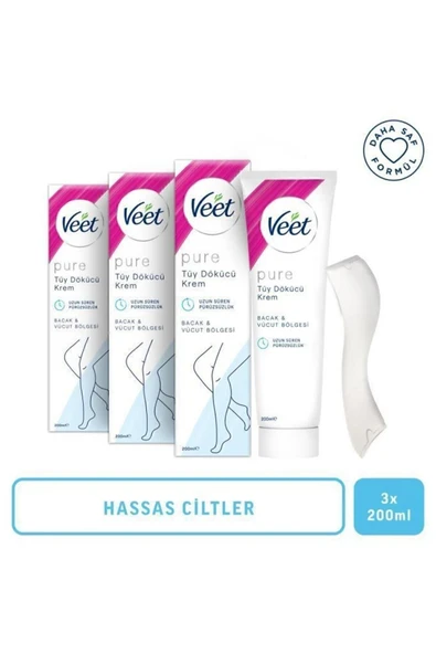 Veet Pure Tüy Dökücü Krem Hassas Cilt 200 ml 3 Adet ürün görseli 1