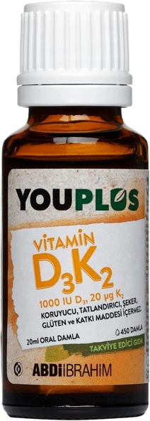 Youplus Vitamin D3 K2 Damla 20 ml - Resim 3
