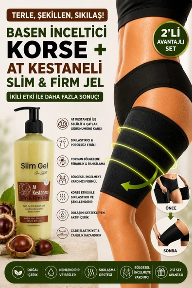 SLİM GEL At Kestanesi Özlü Slim Jel 250 ml ve Termal Basen Korsesi 2'li Set Toparlayıcı ve Sıkılaştırıcı Bakım Desteği ürün görseli 1