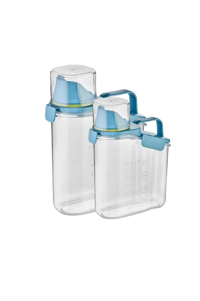Bakliyat ve Deterjan Saklama Kabı 2'li Set 1100 Ml ve 1800 Ml Mavi ürün görseli 1