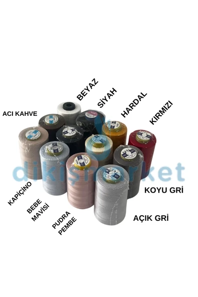dm dikişmarket Dikiş İplik 12'Li Set Dikiş İpliği Makina ipi Çok Renkli ürün görseli 1