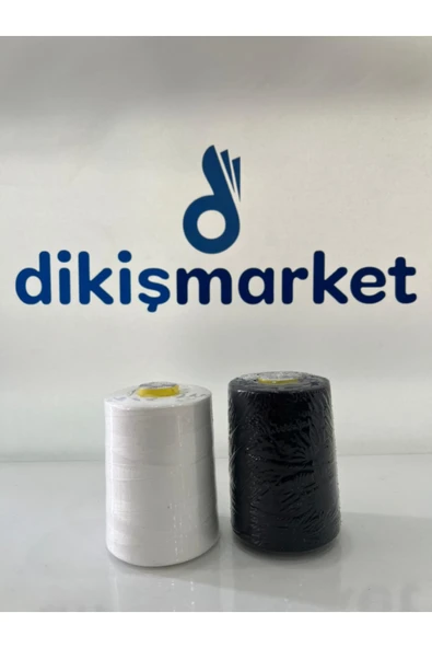dm dikişmarket dikiş makina ipi 50 no oltalı siyah beyaz kot ipi 36 NO SİYAH / BEYAZ ürün görseli 1