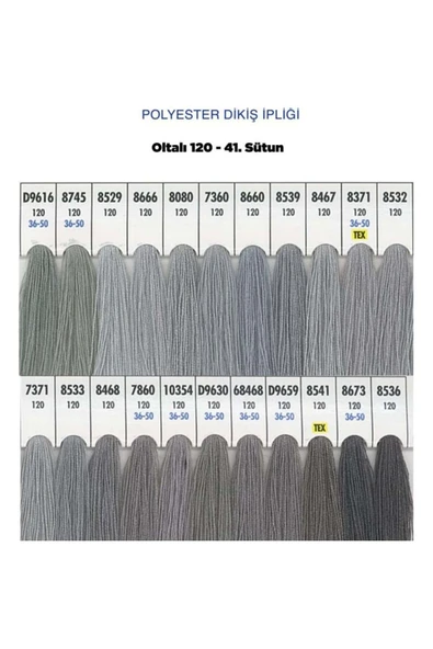 dm dikişmarket Oltalı dikiş ipi makine ipi %100 Polyester 120 Numara Dikiş Ipliği 5000 Mt Gri ürün görseli 1