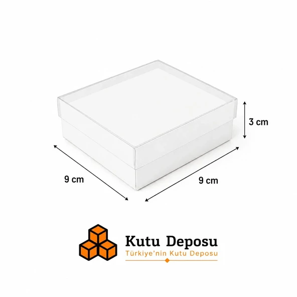 9x9x3 cm Asetat Kapaklı Takı Kutusu-Beyaz (DEMONTE) (50 ADET) ürün görseli 1