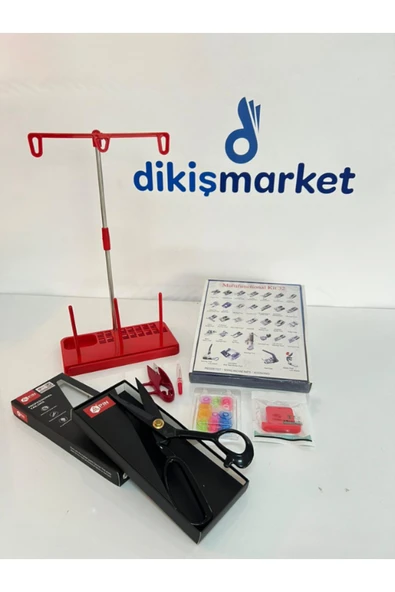 dm dikişmarket Dikiş makina ayak seti 32li in makas,masura,mıknatıs,çardak,ilik sökücü 32 li ayak seti/makas ve malzemeler ürün görseli 1