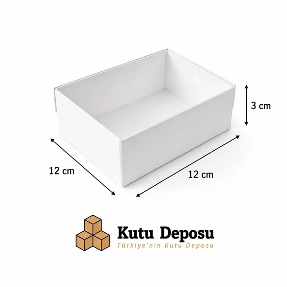 12x12x3 cm Asetat Kapaklı Takı Kutusu-Beyaz (DEMONTE) (50 ADET) ürün görseli 1