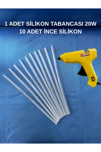 dm dikişmarket İNCE SİLİKON TABANCASI VE 10 ADET SİLİKON İNCE SİLİKON VE TABANCASI ürün görseli 1