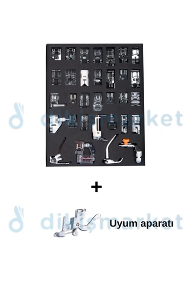 dm dikişmarket Ev Tipi Aile Dikiş Makinası 32 Parça Ayak Seti Gümüş ürün görseli 1