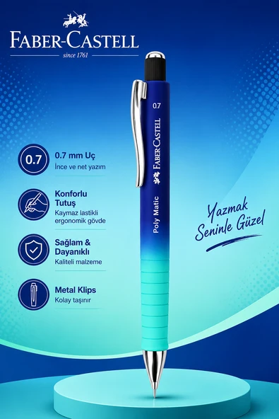 Faber-Castell Polymatic Flow Edition Versatil Kalem 0,7 Mavi-Turkuaz Renk ürün görseli 1