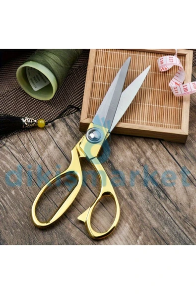 dm dikişmarket Kumaş, Deri, Kot Kesim 26cm Altın Sarısı Profesyonel Terzi Makası altın ürün görseli 1
