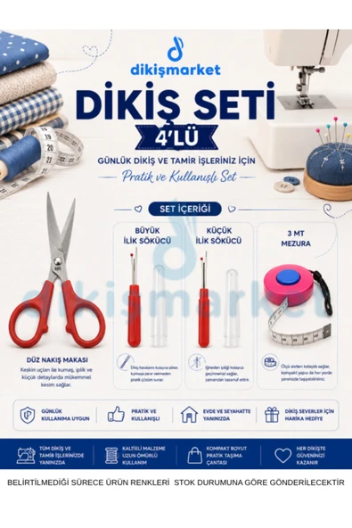dm dikişmarket Dikişe başlangıç seti Makas ilik sökücü mezura ürün görseli 1
