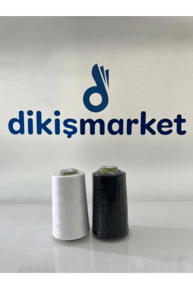 dm dikişmarket makina kullananlar için dikiş ipi makina ipi 120no polyester siyah / beyaz SİYAH/BEYAZ 1 ER ADET ürün görseli 1