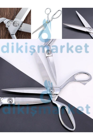 dm dikişmarket Kumaş, Deri, Kot Kesim 26cm Altın Sarısı Profesyonel Terzi Makası gümüş ürün görseli 1
