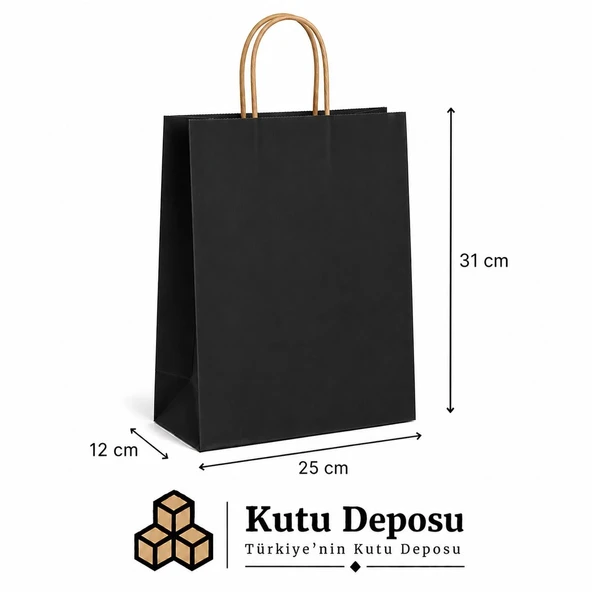 25x31x12 cm Kraft Siyah Poşet (25 ADET) ürün görseli 1
